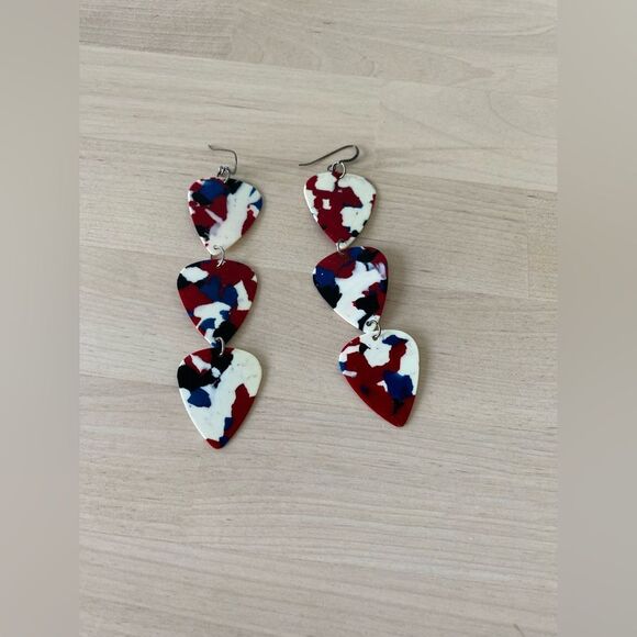 Multicolored Fender Pick Earrings with Sterling Silver Hook - Picture 2 of 2